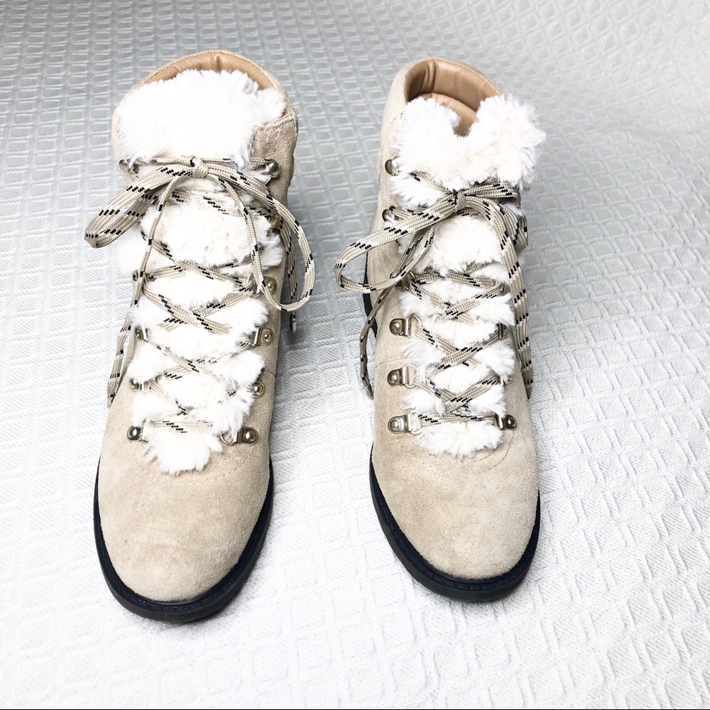 Sam Edelman Darrah Suede & Fur Sherpa Ankle Boots - Picture 4 of 8